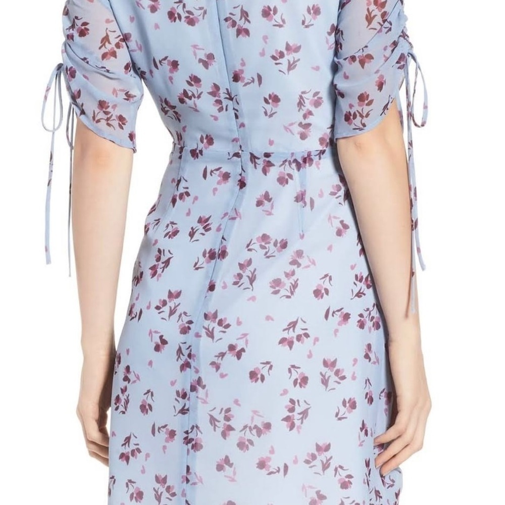 WAYF NWT Larissa Drawstring Ruffle Blue Floral Peekaboo Cut Out party Dress SZ M - Picture 3 of 14